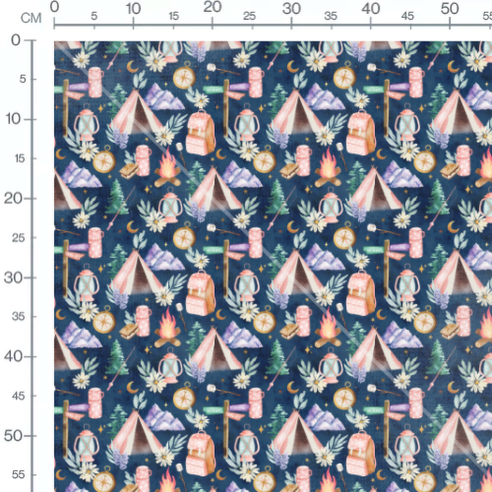 Tissu - Équipement de camping aquarelle