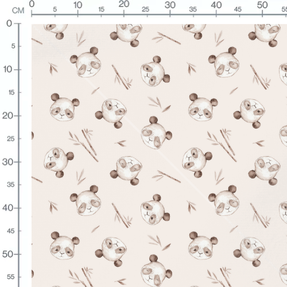 Tissu - Pandas doux et bambous clairs