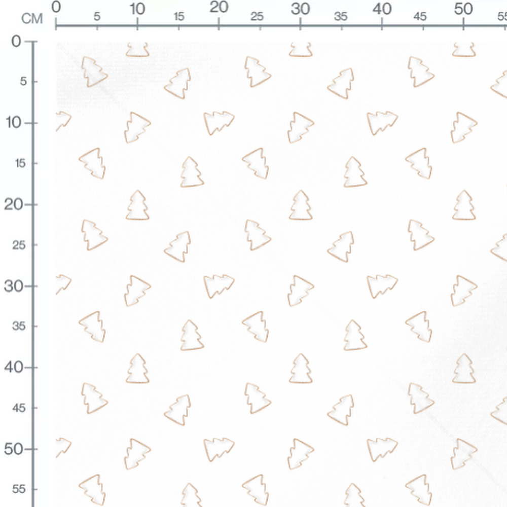 Tissu - Sapins dorés sur fond blanc
