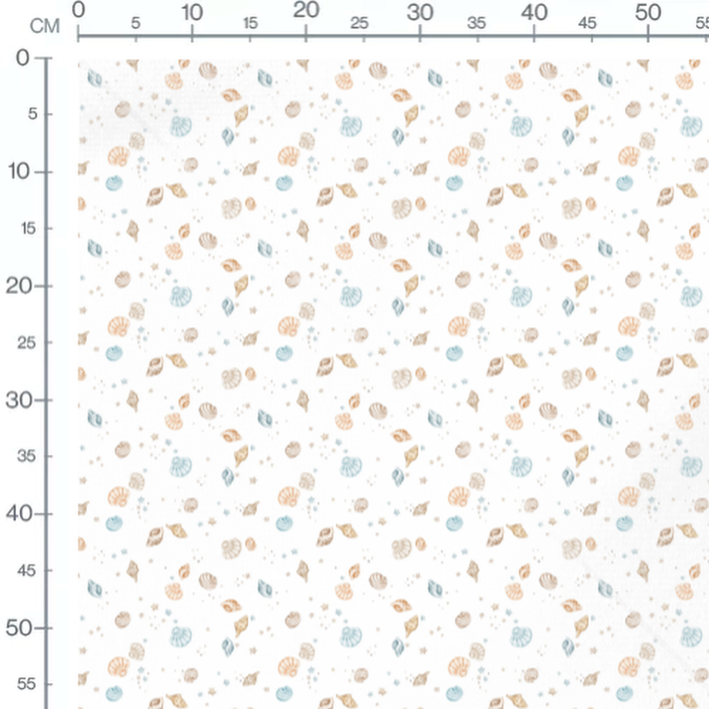 Tissu - Coquillages et étoiles douces