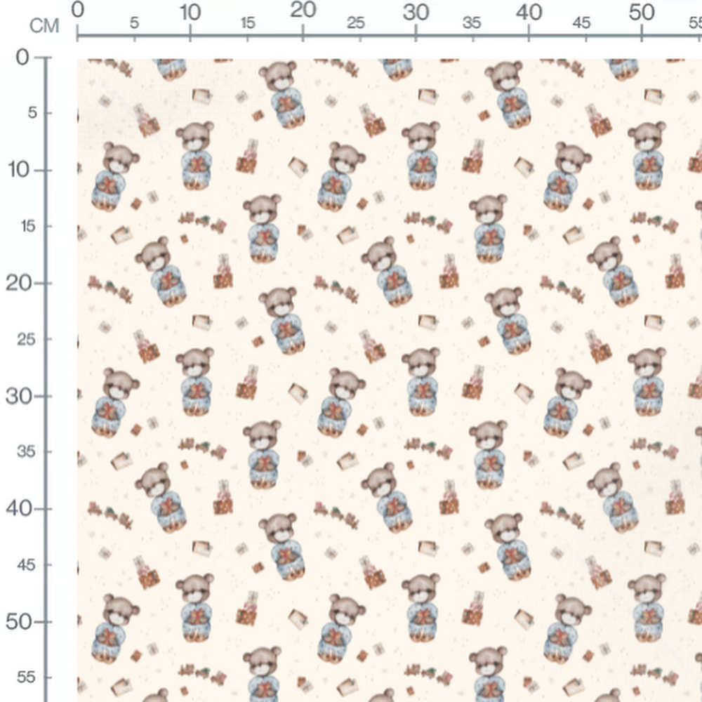 Tissu - Oursons bruns et cadeaux crème