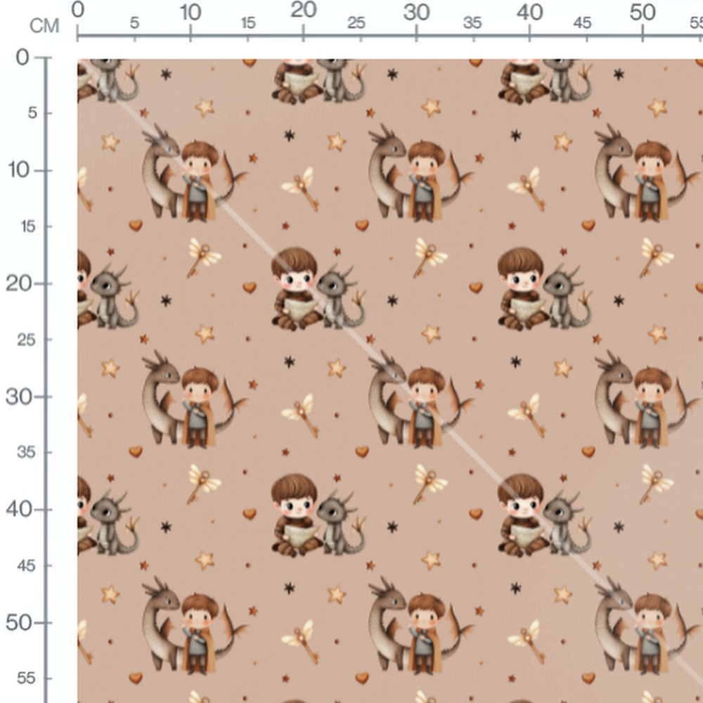 Tissu - Garçon et dragon amical