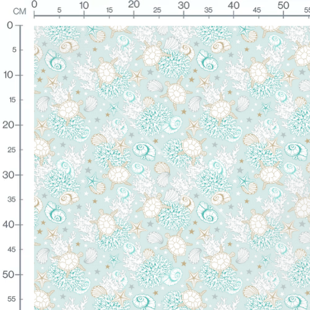 Tissu - Tortues et coraux marins