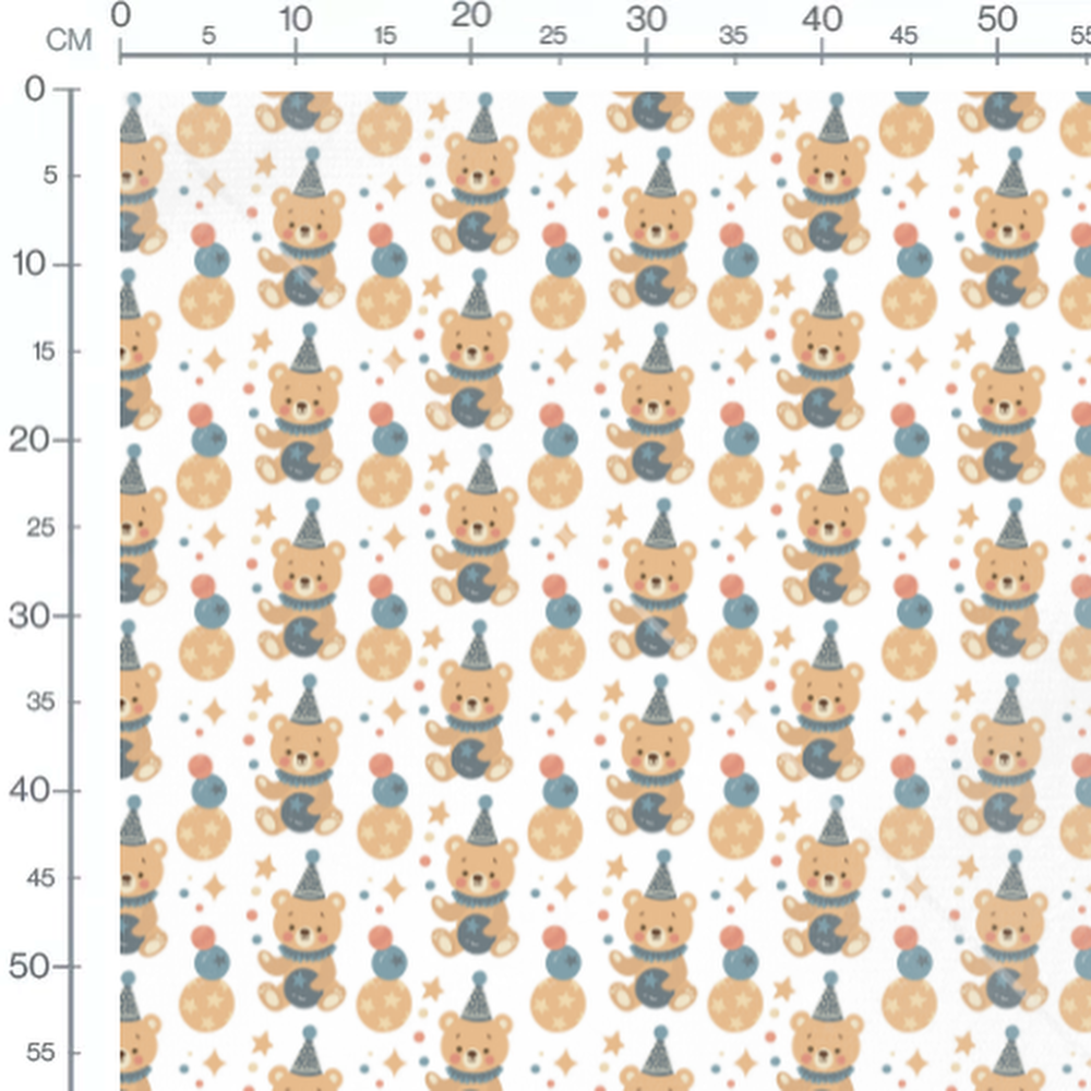 Tissu - Oursons et ballons colorés