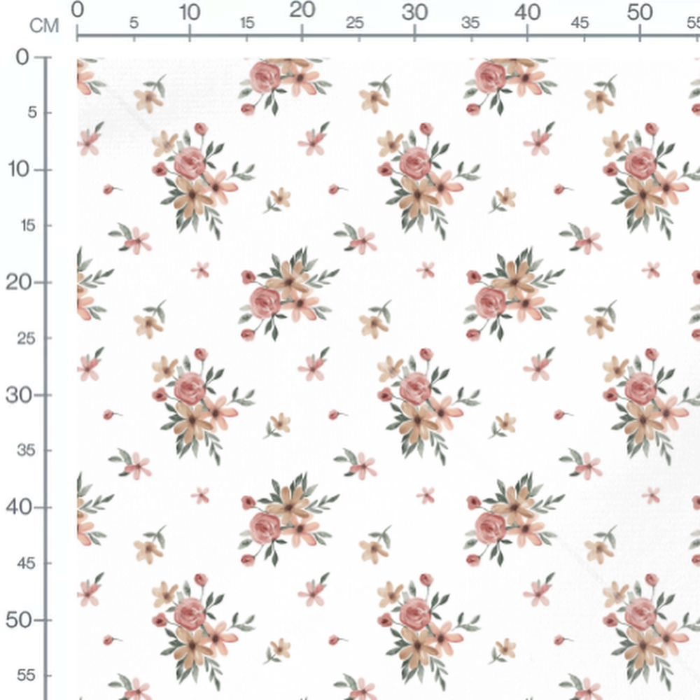 Tissu - Fleurs roses et beiges douces