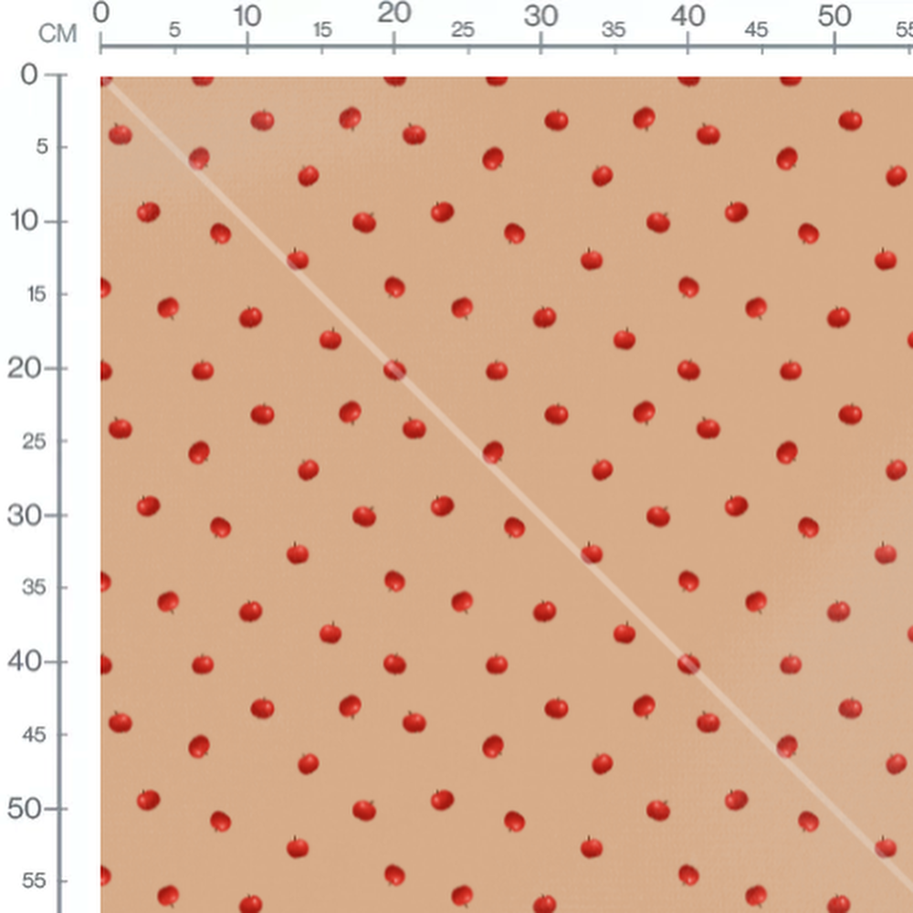 Tissu - Pommes rouges sur beige