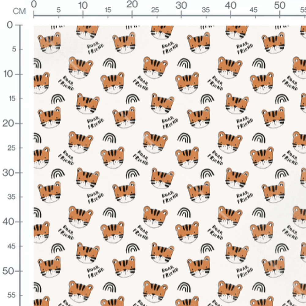 Tissu - Têtes de tigres et texte