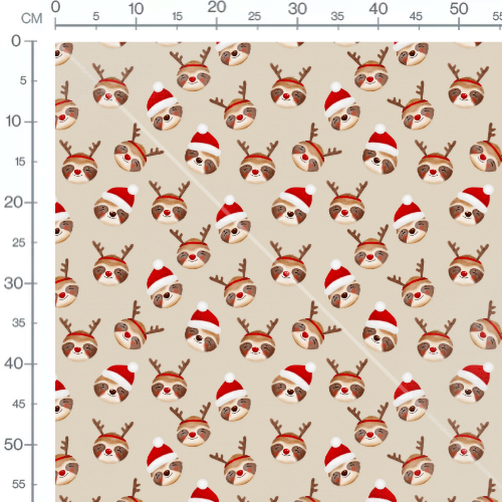 Tissu - Paresseux souriants en beige