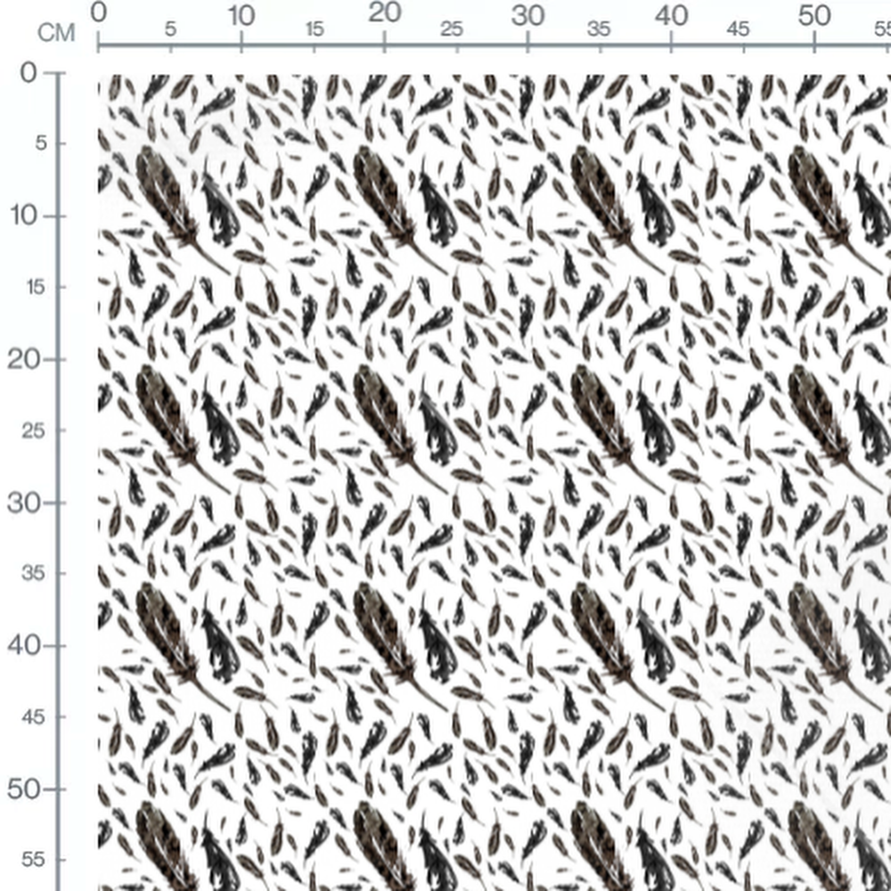Tissu - Plumes noires et brunes