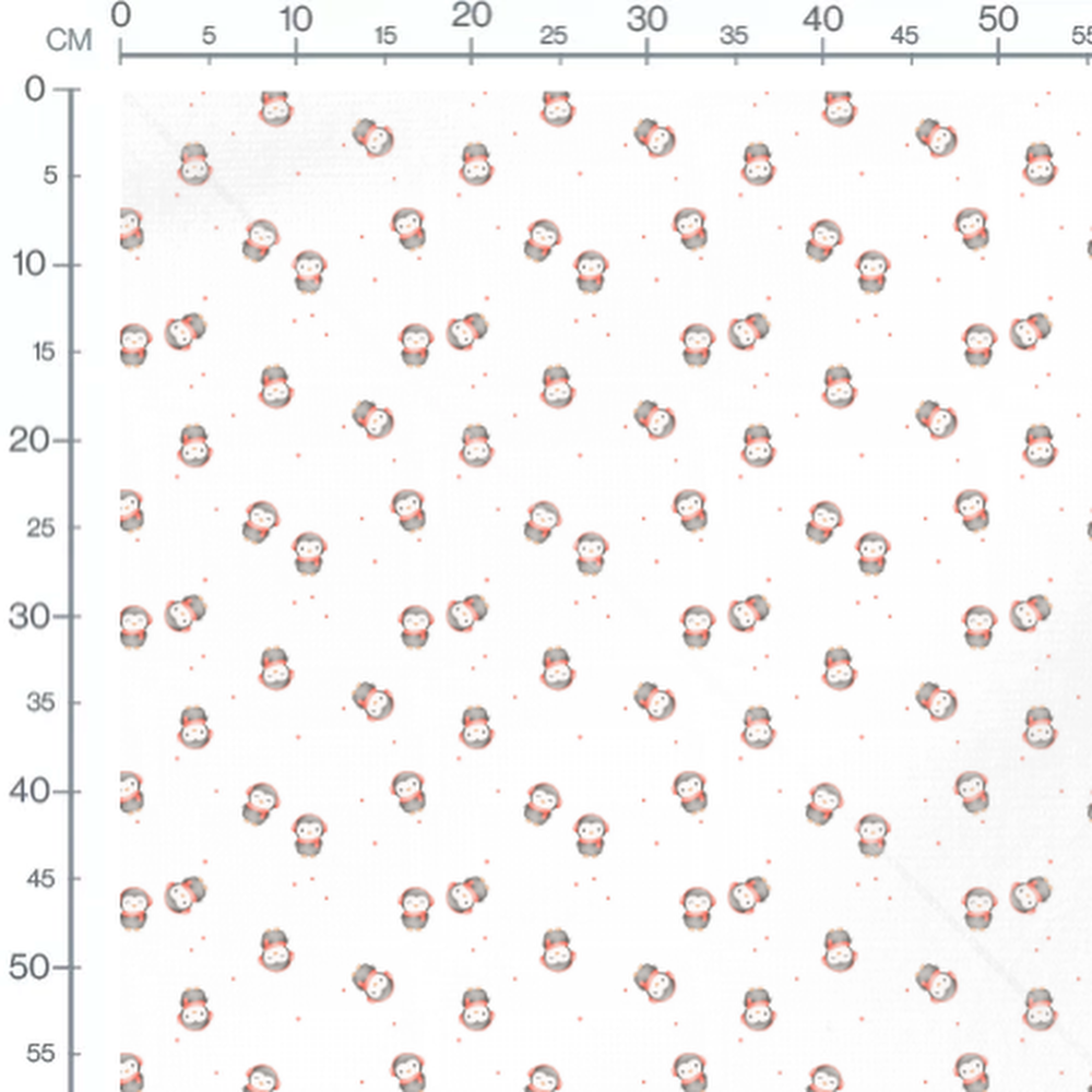 Tissu - Pingouins joyeux en rouge