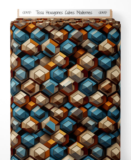Tissu - Hexagones Cubes Modernes