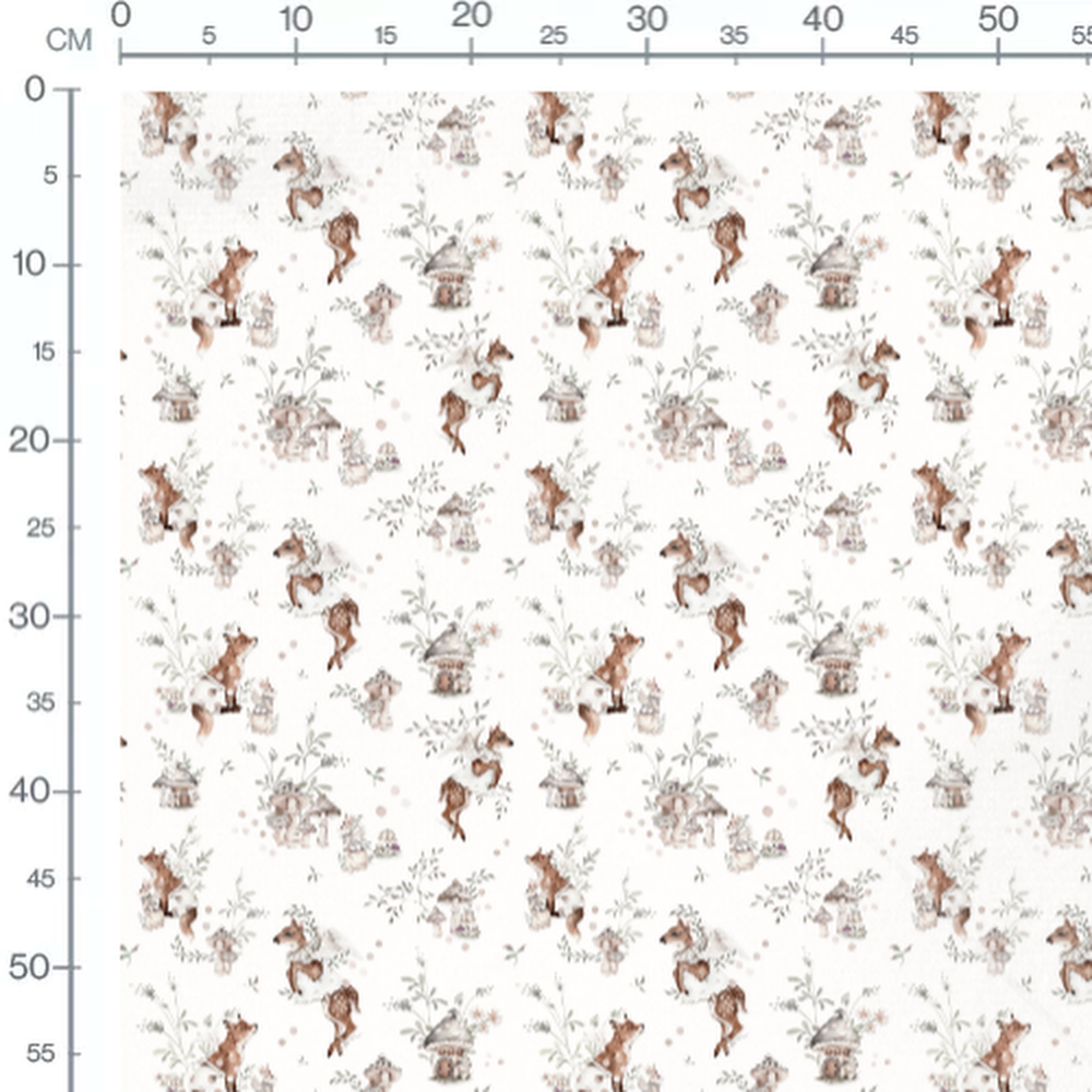 Tissu - Animaux et champignons forestiers