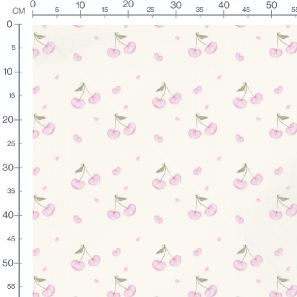 Tissu - Petites cerises roses dispersées
