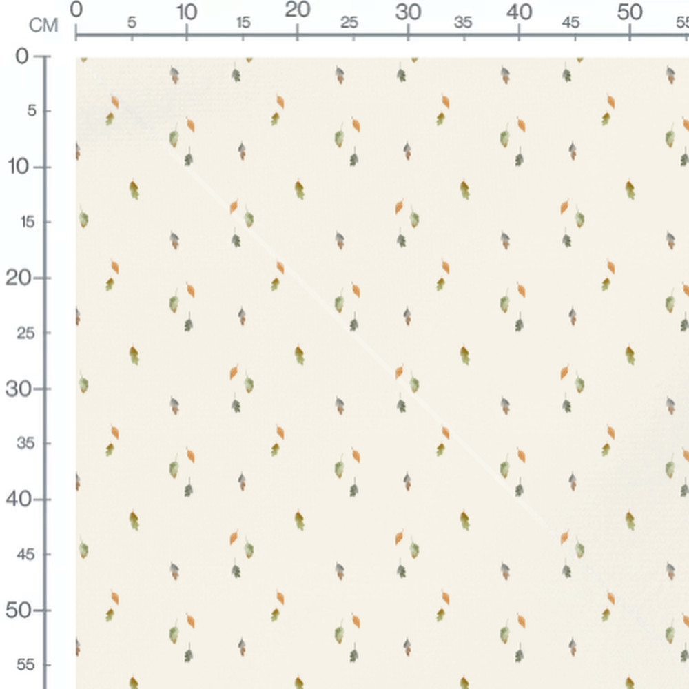Tissu - Feuilles vertes et orange 2
