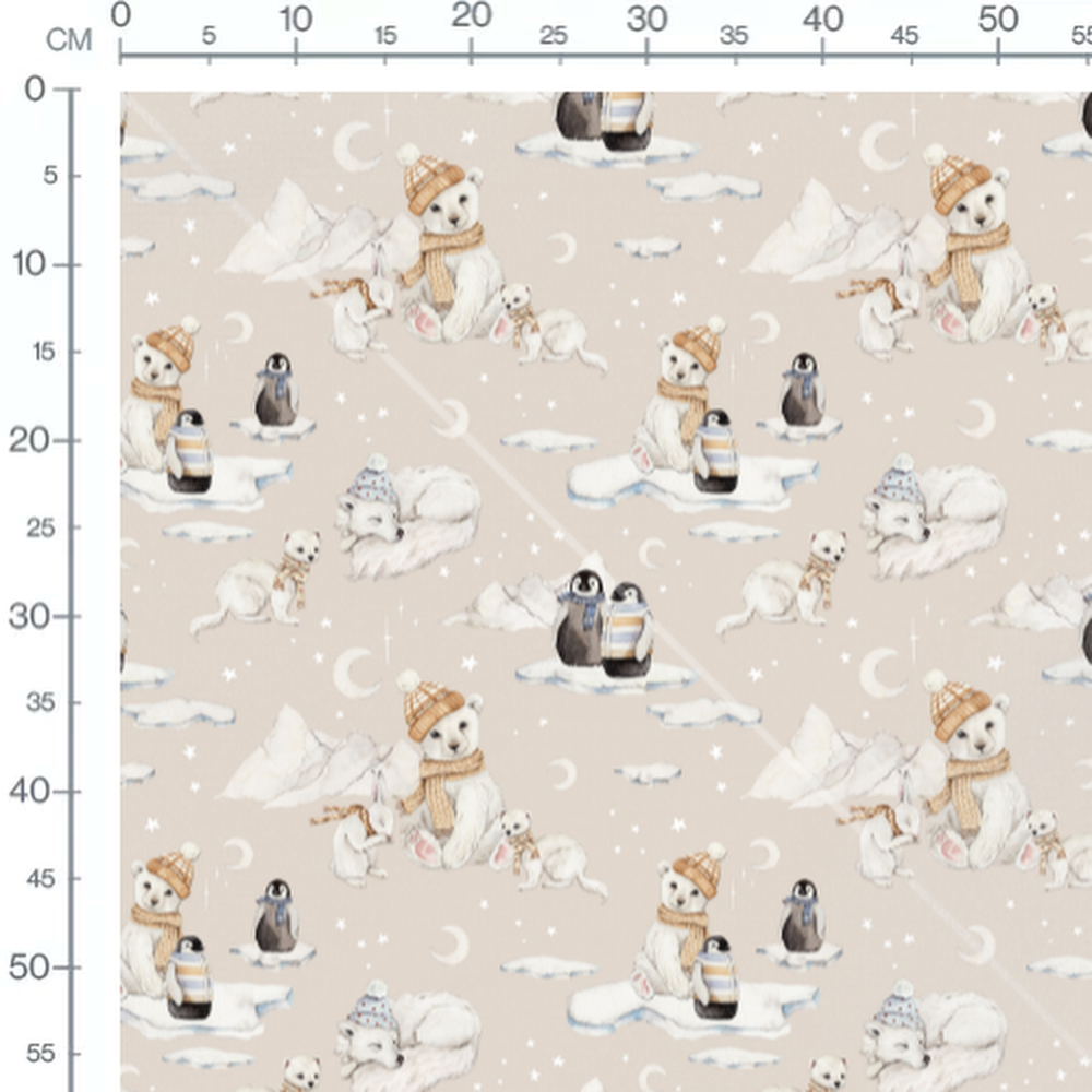Tissu - Animaux polaires en fête 2