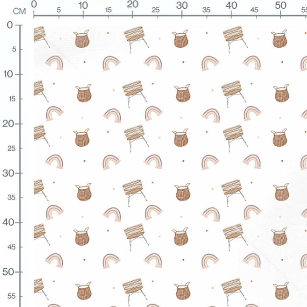 Tissu - Paniers et arcs pastel