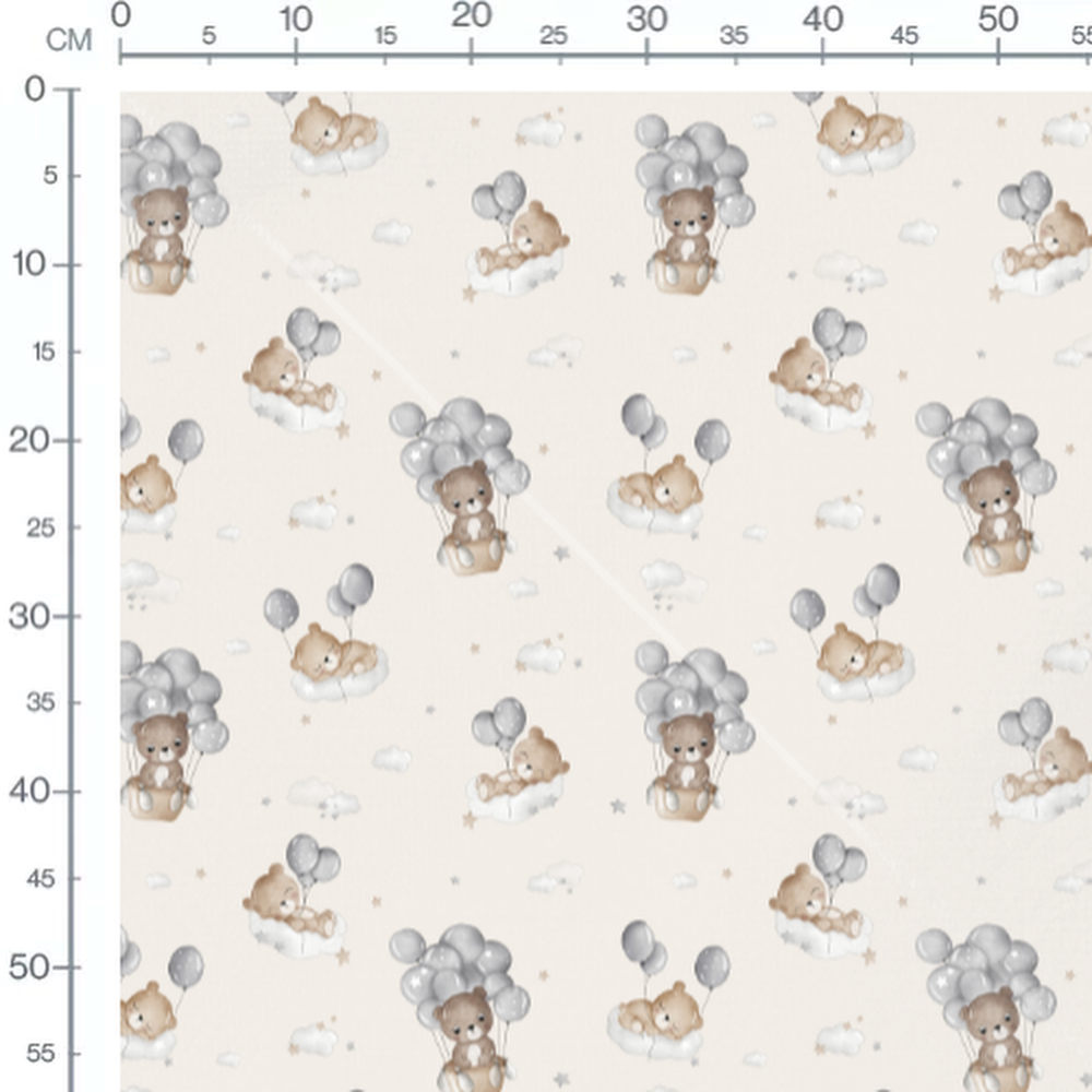 Tissu - Oursons et ballons sur crème