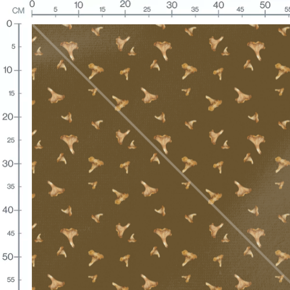 Tissu - Champignons sur fond marron