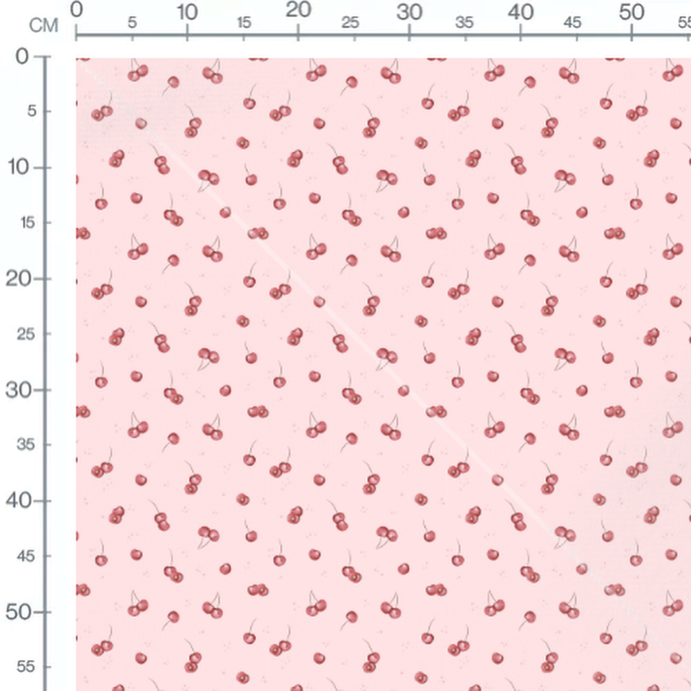 Tissu - Cerises sur fond rose clair