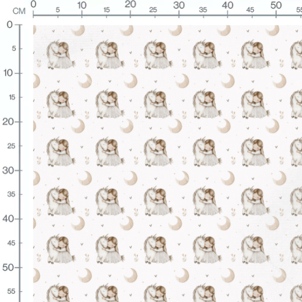 Tissu - Enfant câlinant une licorne