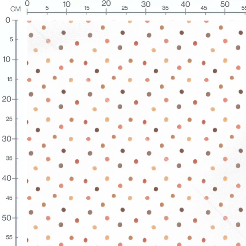 Tissu - Pois marron et orange