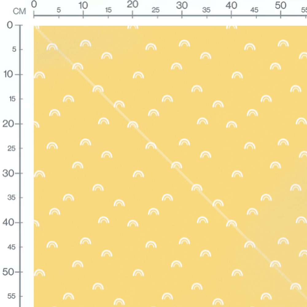 Tissu - Arcs blancs sur fond jaune