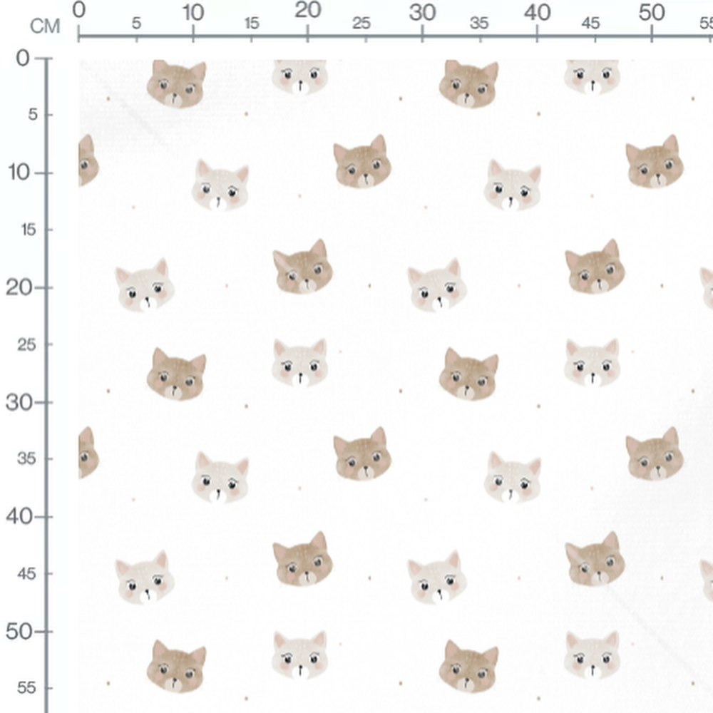 Tissu - Visages de chats mignons