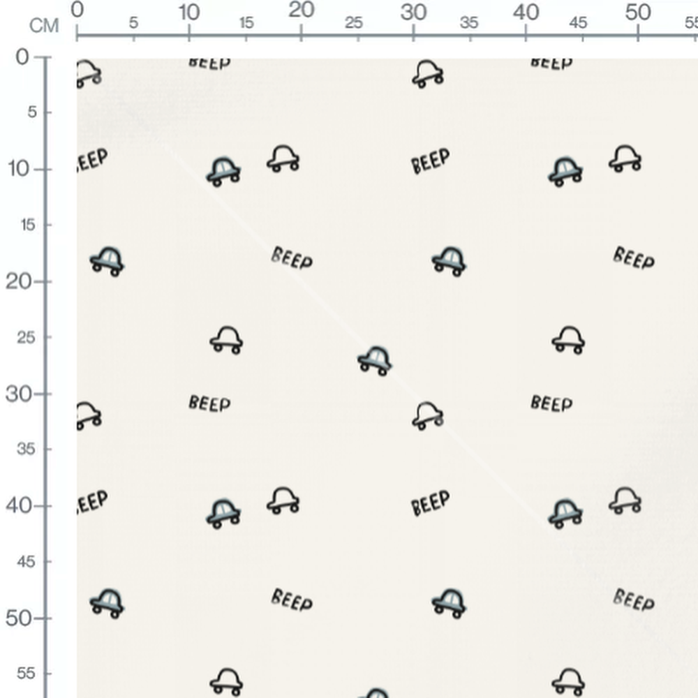 Tissu - Petites voitures et texte