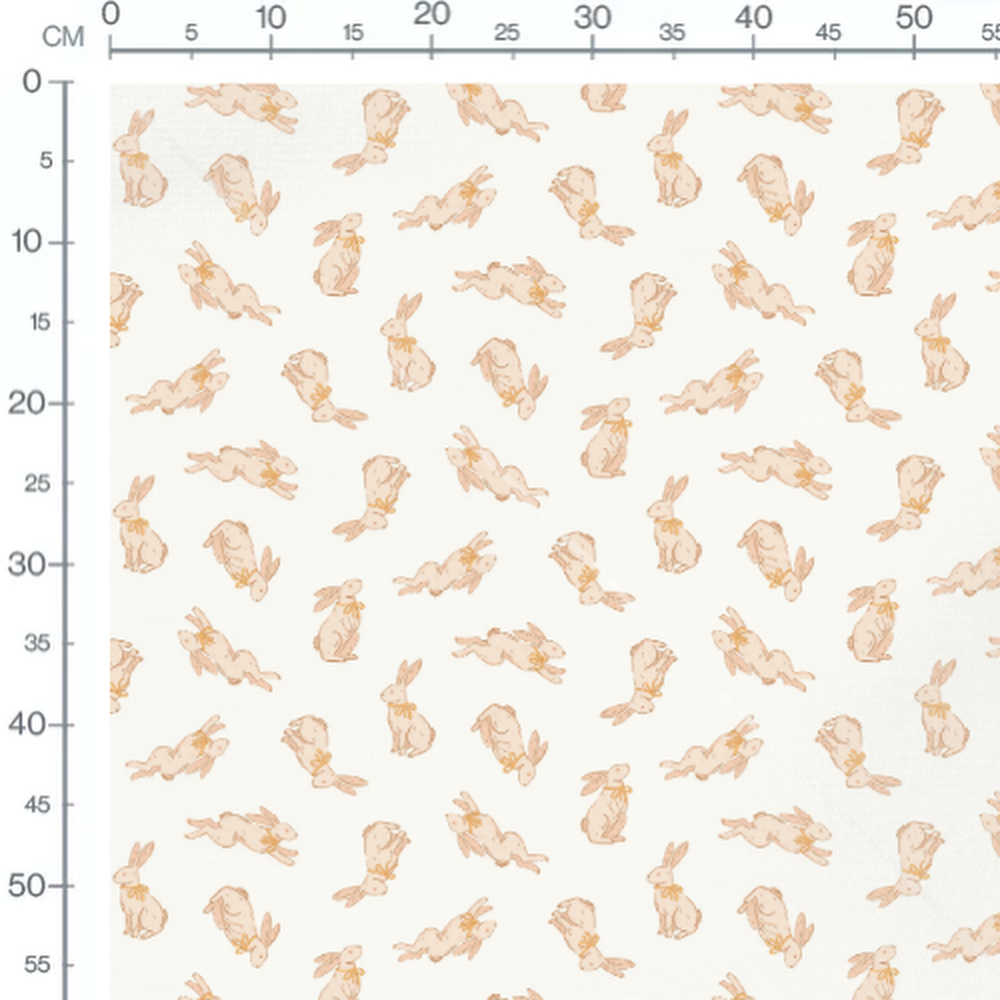 Tissu - Lapins beige avec rubans jaunes