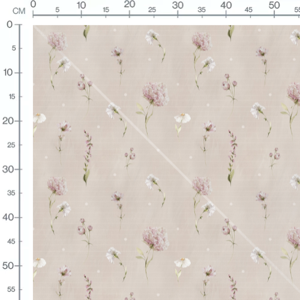 Tissu - Fleurs roses et blanches 3