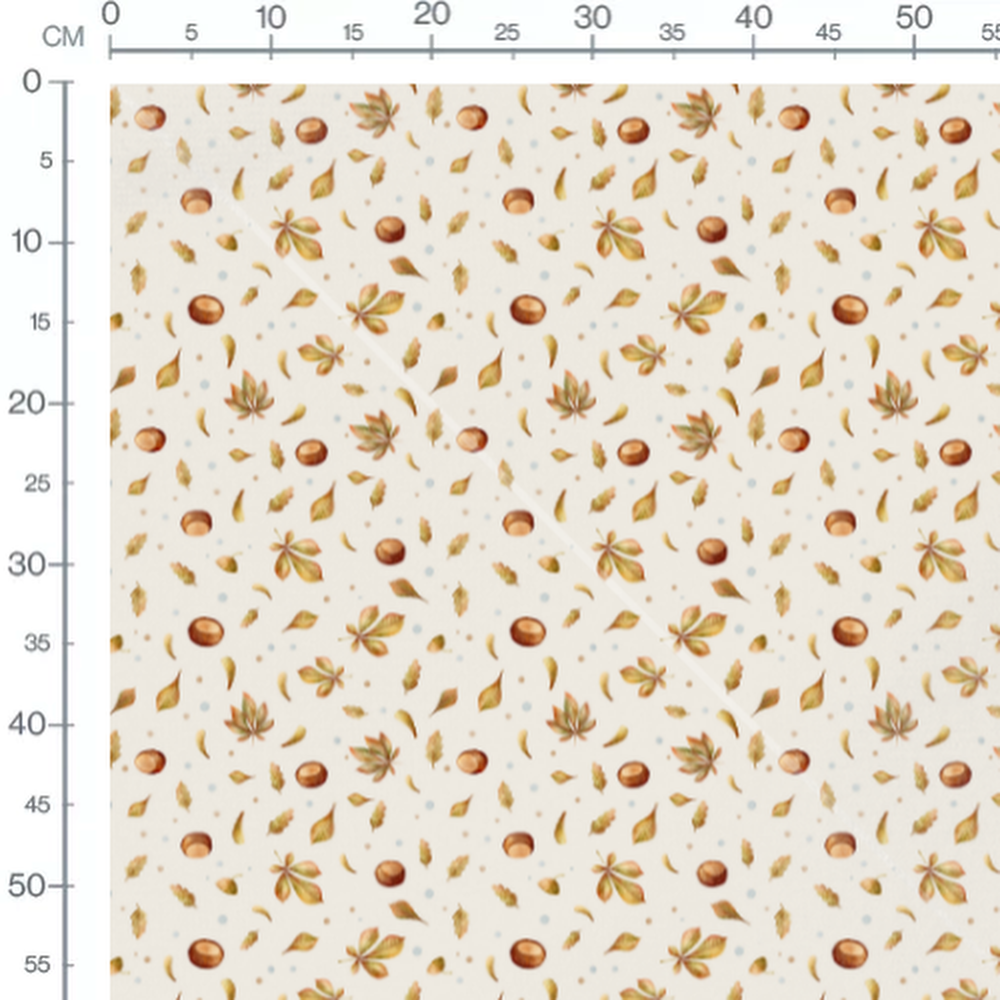 Tissu - Feuilles brunes sur beige 2