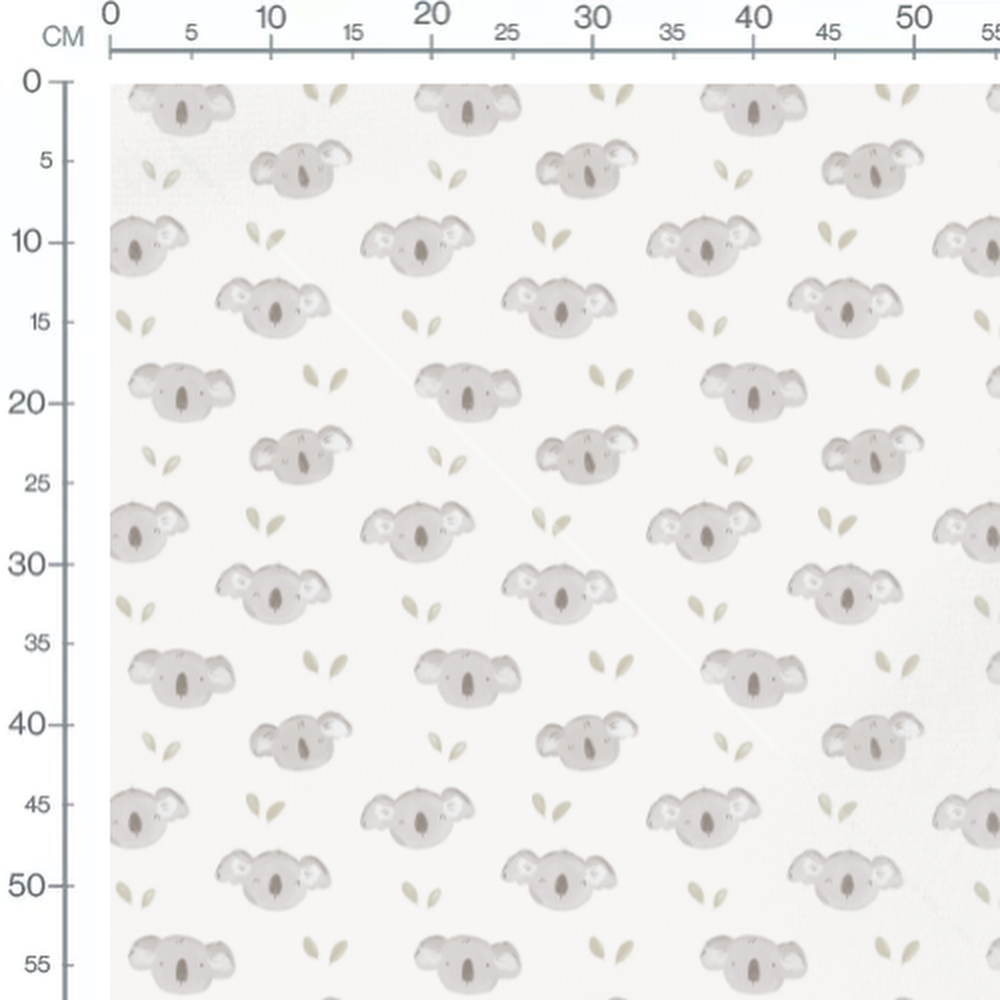 Tissu - Koalas gris et feuilles