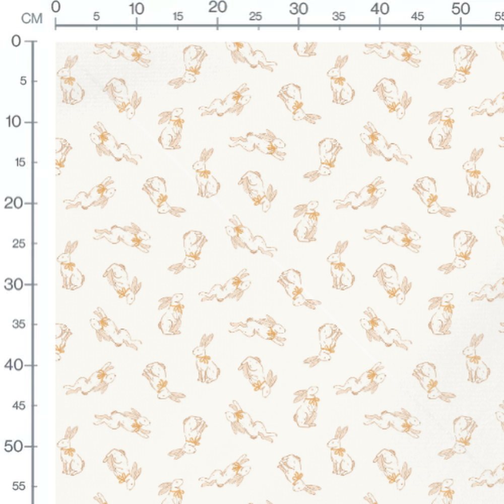 Tissu - Lapins espiègles sur fond blanc