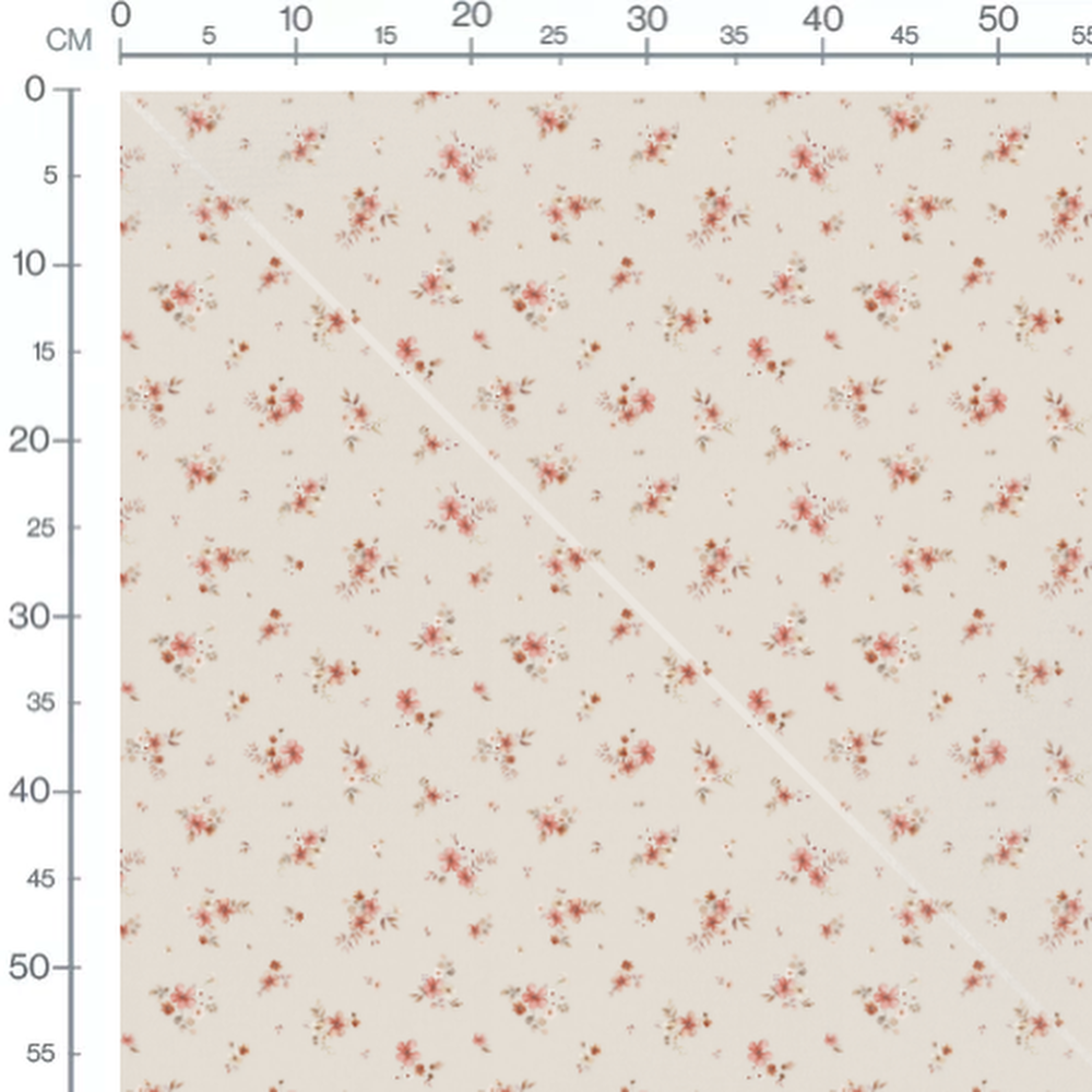 Tissu - Fleurs roses et blanches fines