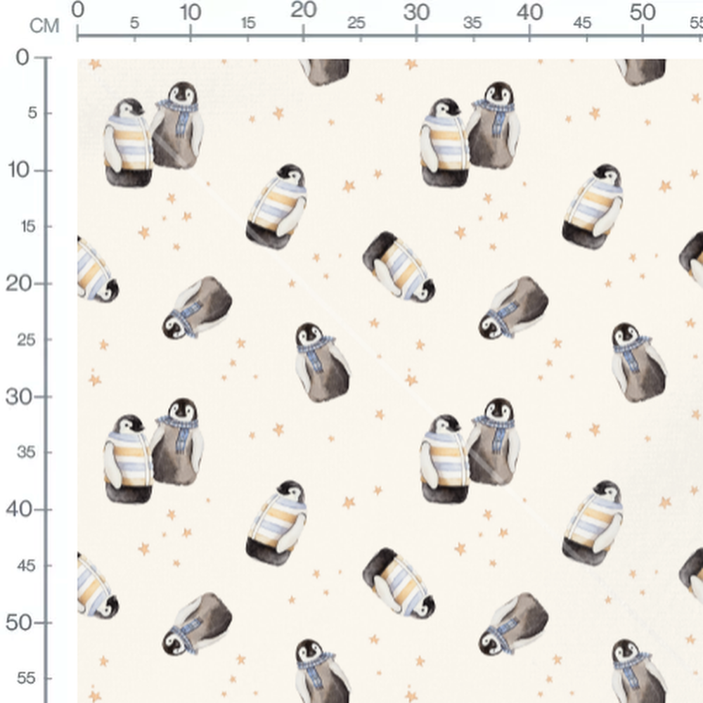 Tissu - Pingouins en gilet sur crème