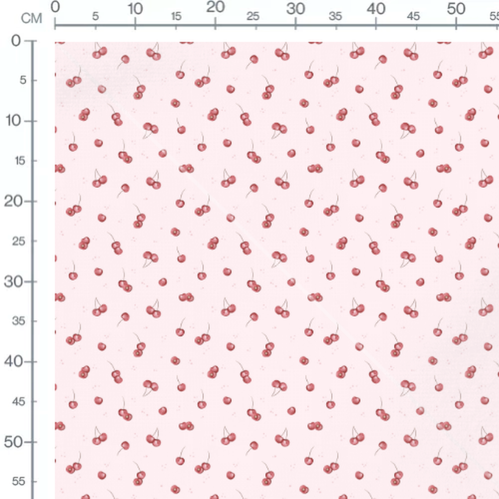 Tissu - Cerises et points roses clairs