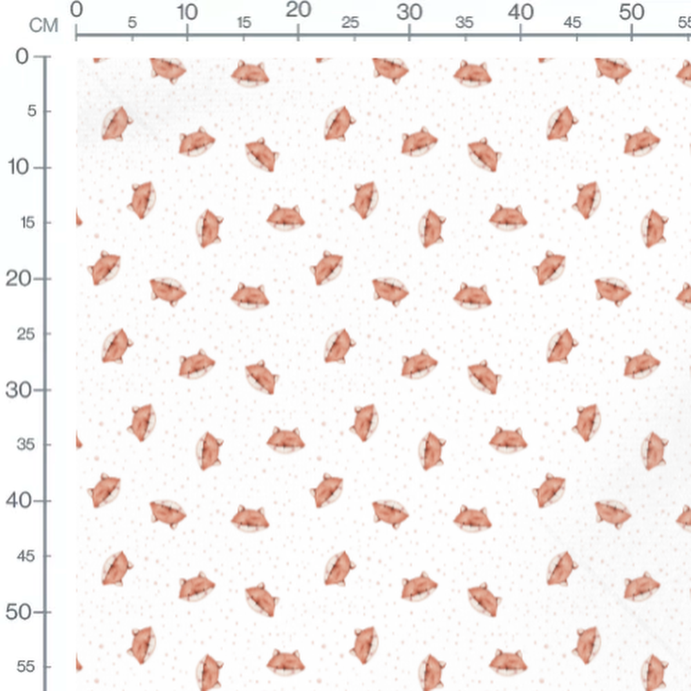 Tissu - Renards marron sur fond blanc