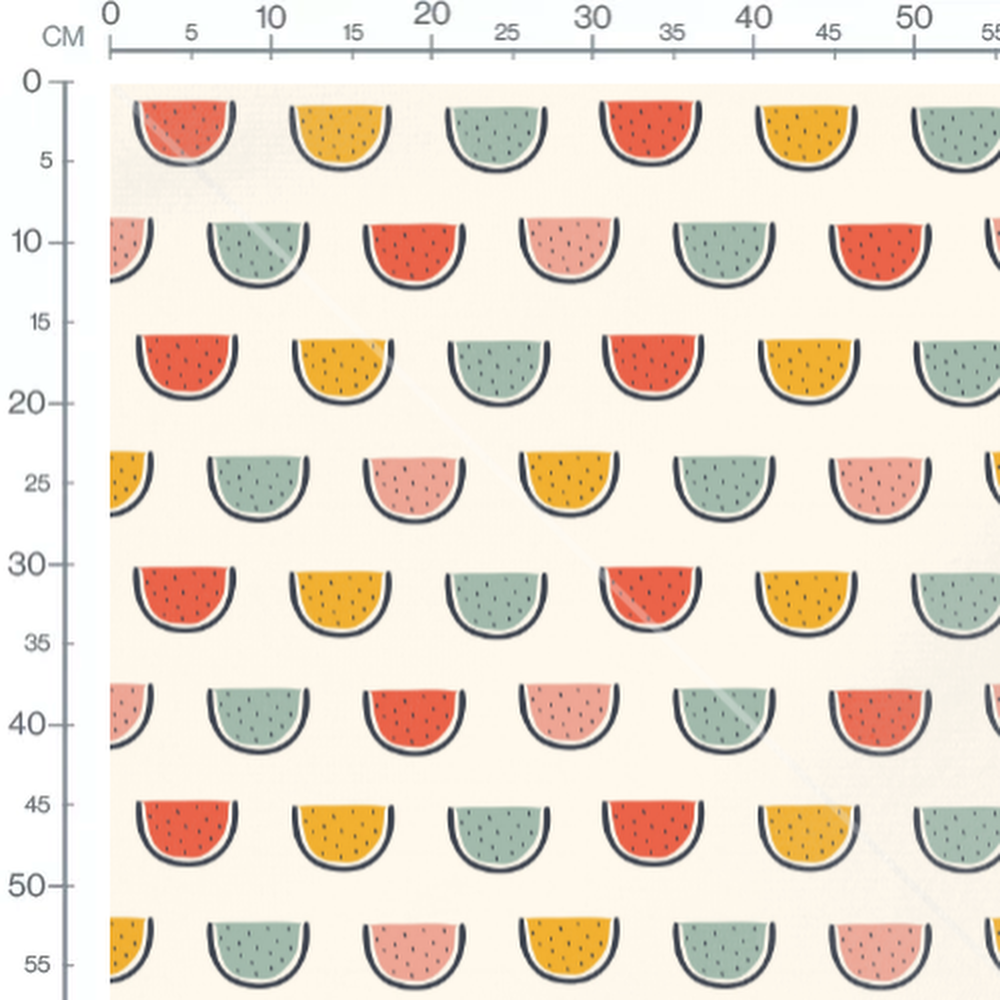 Tissu - Tranches de pastèques colorées