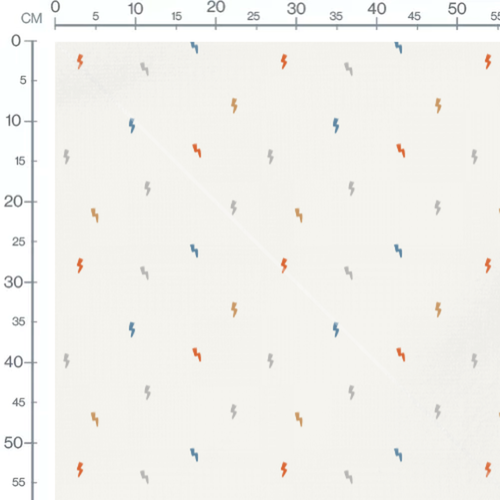 Tissu - Éclairs multicolores sur fond blanc