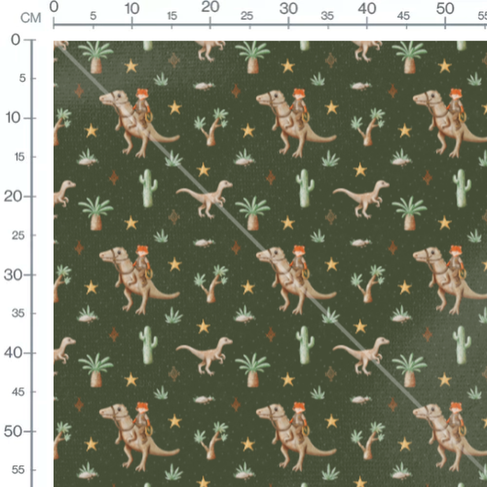 Tissu - Renard sur dinosaure