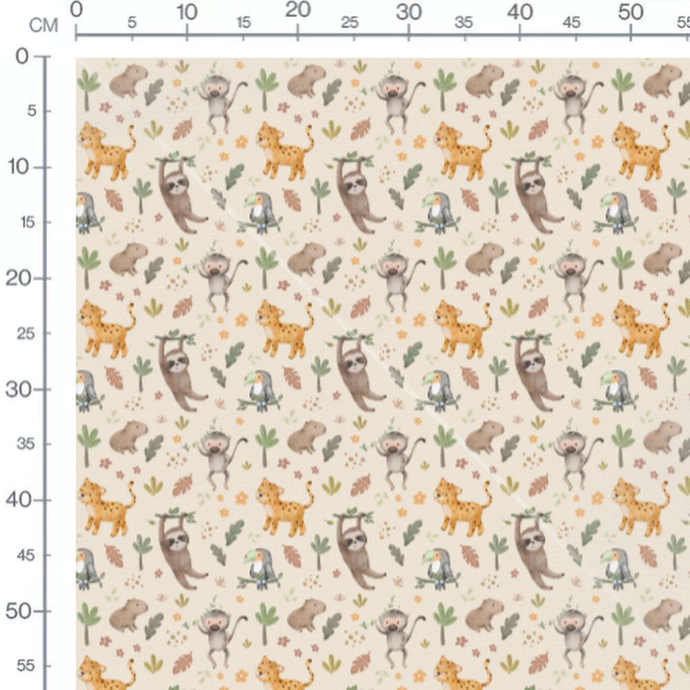 Tissu - Animaux naturels sur beige