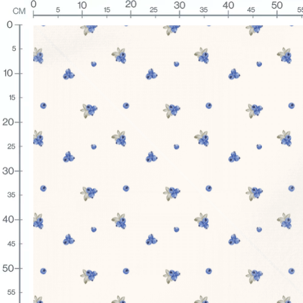 Tissu - Baies bleues sur fond crème