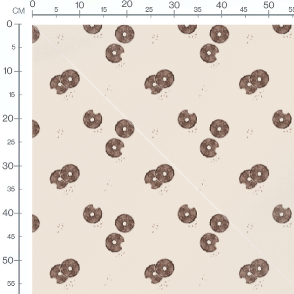 Tissu - Beignets chocolat fond beige