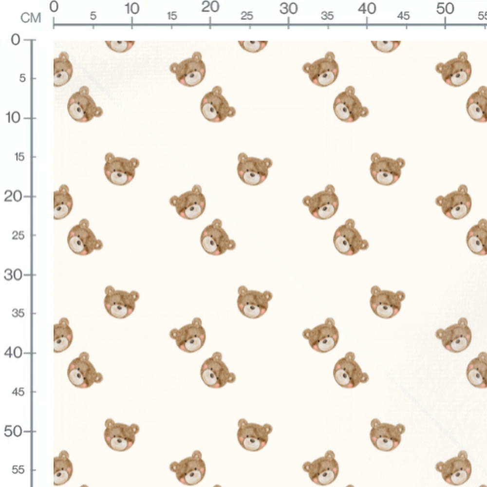 Tissu - Oursons marron sur fond blanc