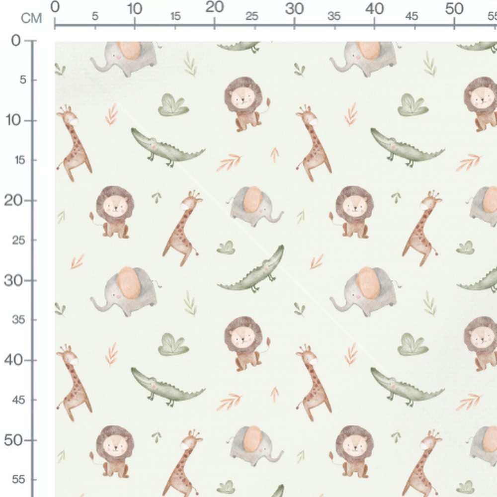 Tissu - Animaux de la savane pastel
