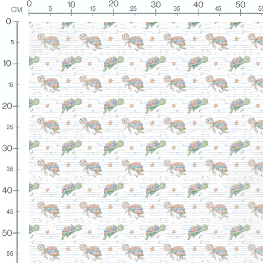 Tissu - Tortues aquarelle multicolores