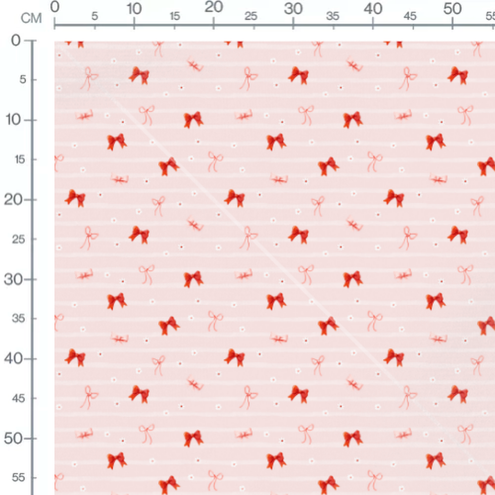Tissu - Nœuds rouges et marguerites