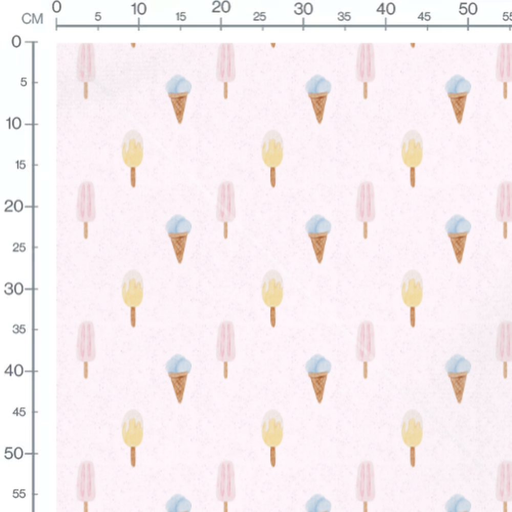 Tissu - Glaces aquarelle fond rose