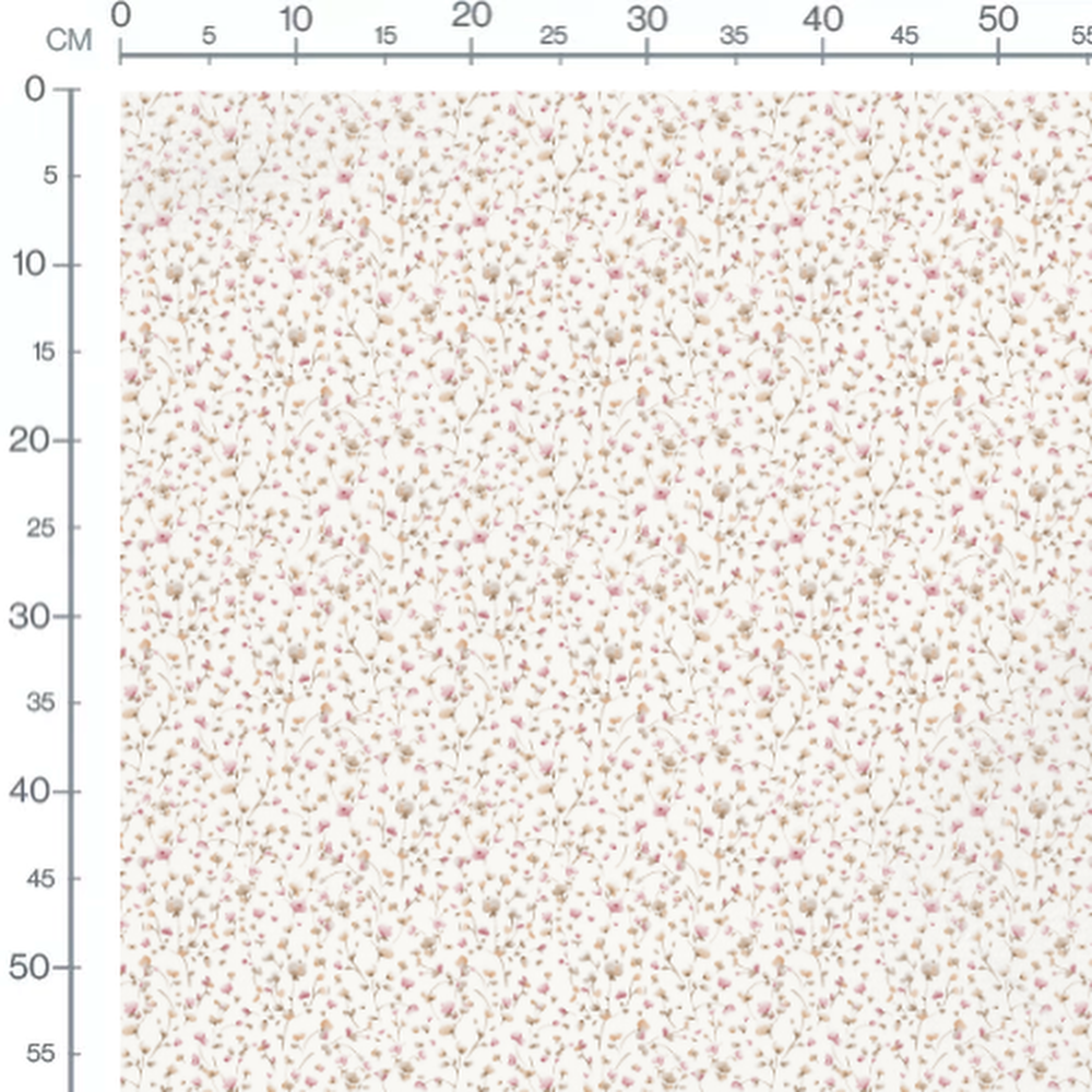 Tissu - Fleurs roses et beiges délicates