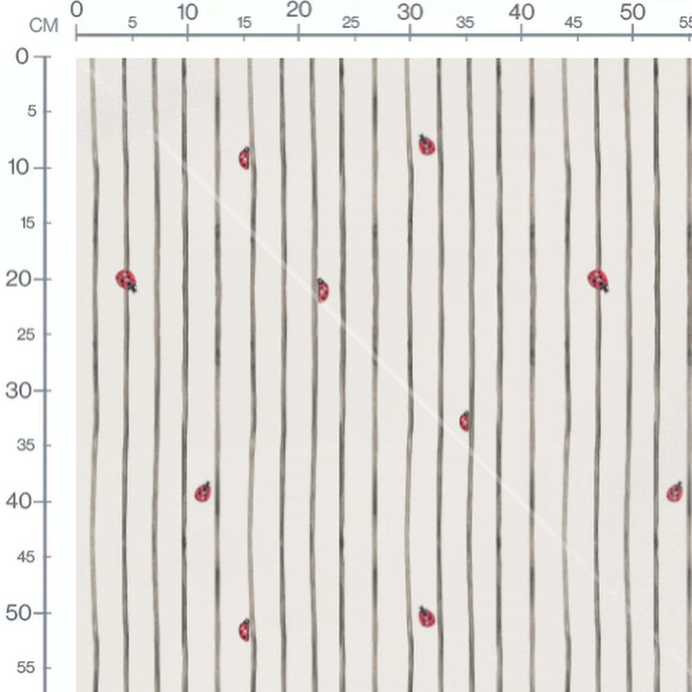 Tissu - Coccinelles et lignes noires